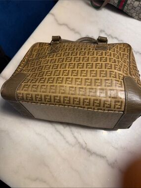 PRE-OWNED Fendi Tan/Brown FF Monogram Toiletry Bag
